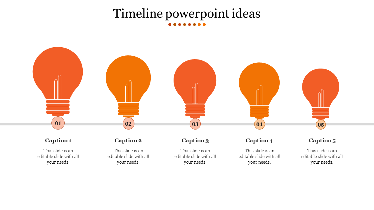 Free - Timeline PowerPoint Ideas Bulb Design For Presentation